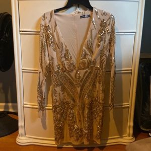 Gold sequin bodycon size 8 dress from Boohoo